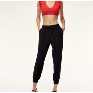 Aritzia Wilfred Dress Pants‎ Womens Large Black Buffon Crepe Jogger Pull On